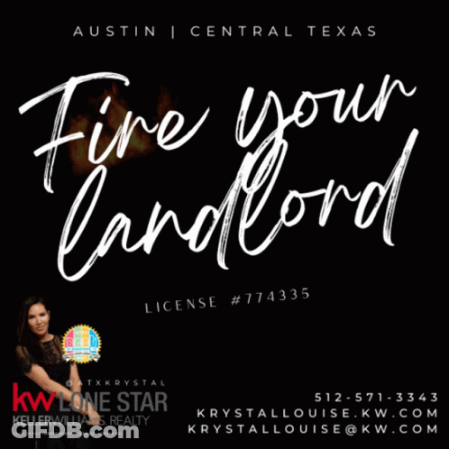 A Sign That Says Fire Your Landlord With A Woman GIF
