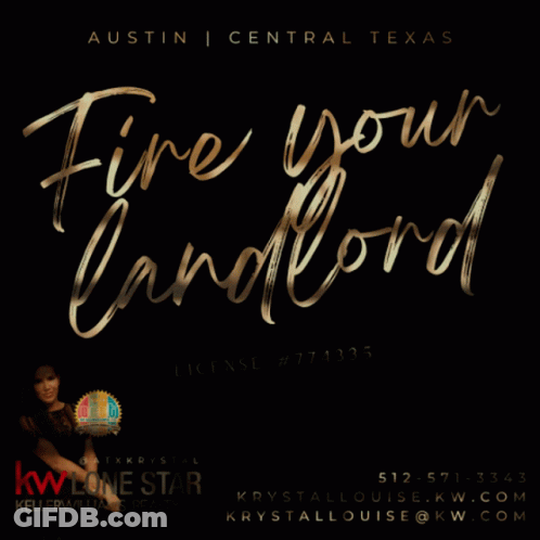 A Sign That Says Fire Your Landlord With A Woman On It GIF