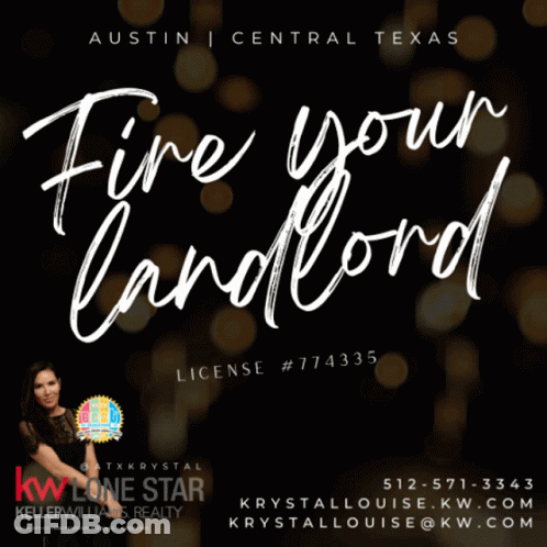 A Sign That Says Fire Your Landlord With A Woman On It GIF