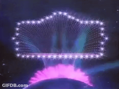 A Sign That Says Friday Night Is Surrounded By Purple Lights GIF