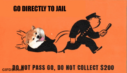 A Sign That Says Go Directly To Jail GIF