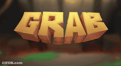 A Sign That Says Grab On It In Yellow Letters GIF