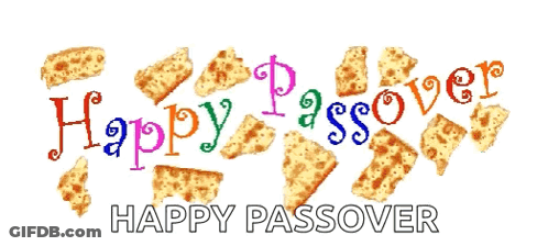 A Sign That Says Happy Passover With A Bunch Of Crackers GIF