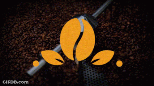 A Sign That Says Home Blend Coffee With A Coffee Bean And Leaves GIF