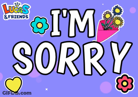 Sorry Sign With Heart And Flowers GIF