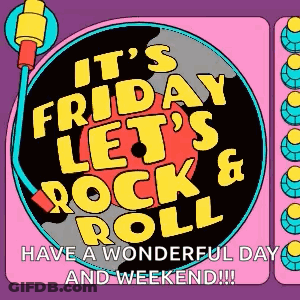 A Sign That Says It 'S Friday Let 'S Rock And Roll GIF
