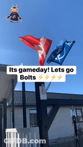 A Sign That Says " Its Gameday Lets Go Bolts " GIF