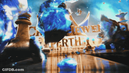 A Sign That Says Jewel Perth Is Surrounded By A Chess Board GIF