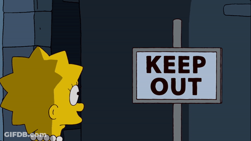 Keep Out Sign Next To Cartoon Character GIF