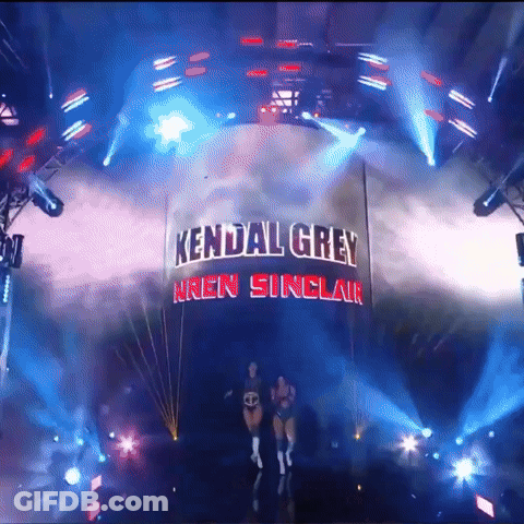 A Sign That Says Kendal Grey On It In Red Letters GIF
