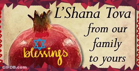 A Sign That Says ' L'shana Tova From Our Family To Yours ' GIF
