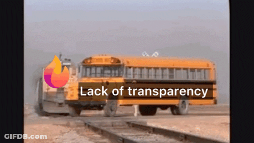 A Sign That Says Lack Of Transparency Is Next To A School Bus GIF