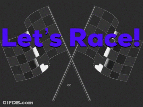 A Sign That Says Let 'S Race With Checkered Flags And The Number 30 GIF