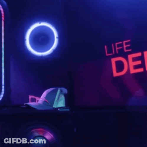 A Sign That Says ' Life Depl ' On It In Red GIF