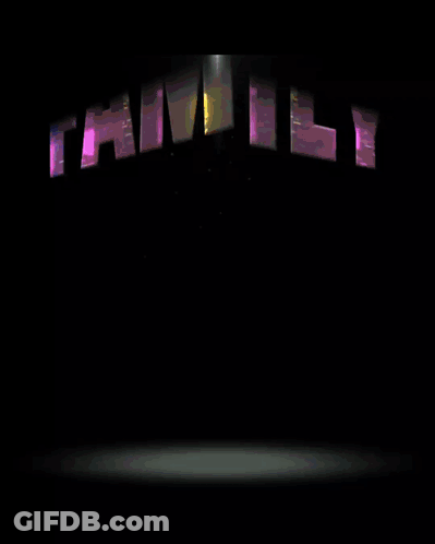 A Sign That Says Lockout Family In Purple And Pink Letters GIF