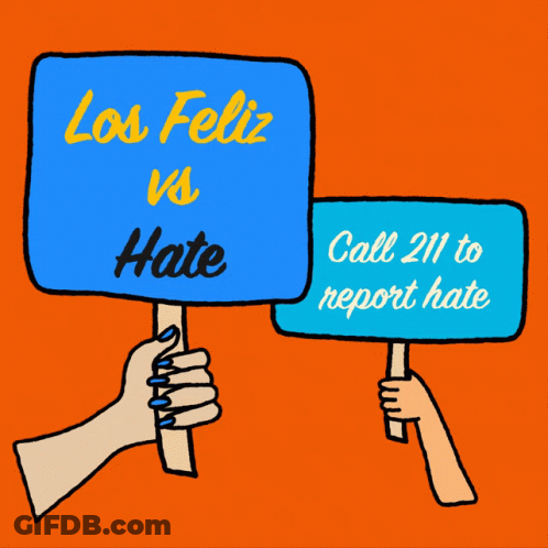 A Sign That Says Los Feliz Vs Hate GIF