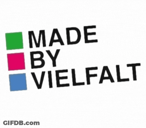 A Sign That Says Made By Vielfalt With A Red Heart GIF