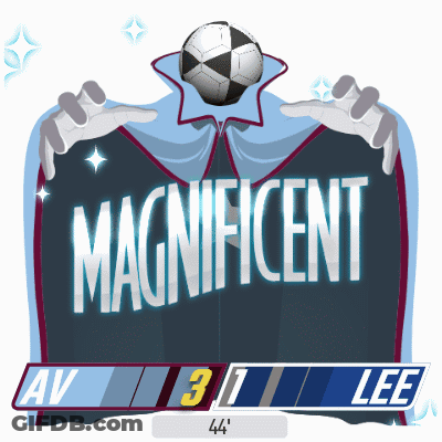 A Sign That Says Magnificent On It With A Soccer Ball On It GIF