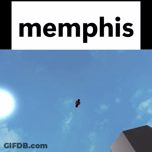 A Sign That Says Memphis On It And A Picture Of A Person In The Sky GIF