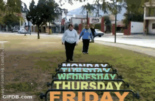 A Sign That Says Monday Thursday And Friday On It GIF