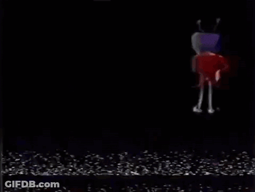 A Sign That Says Mr. ( Ant ) Tenna 'S Time With A Cartoon Character GIF