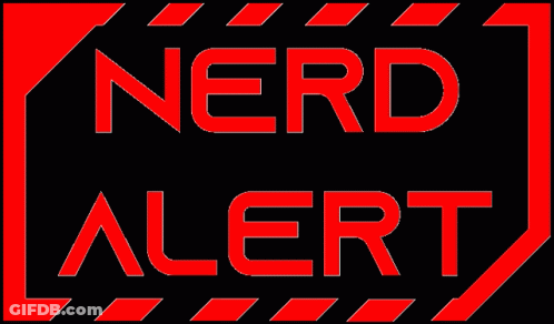 A Sign That Says Nerd Alert In Red And Orange GIF
