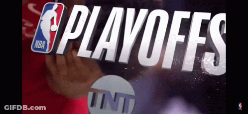 A Sign That Says Playoffs On It In White Letters GIF