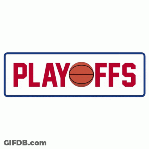A Sign That Says Playoffs On It With A Basketball GIF