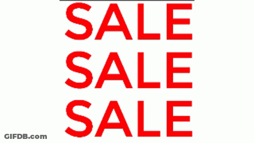 A Sign That Says Sale Sale Sale In Red Letters GIF