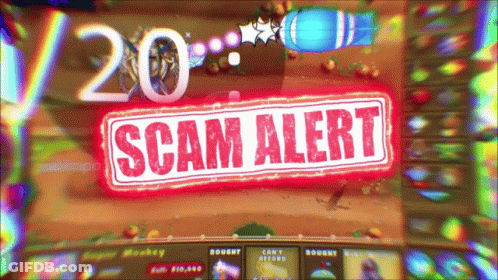 A Sign That Says Scam Alert Is On A Slot Machine GIF