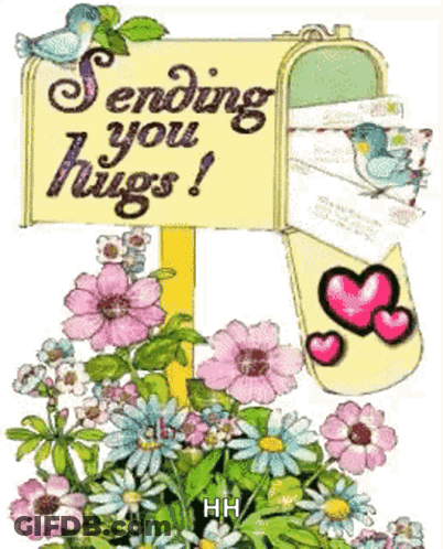 A Sign That Says " Sending You Hugs " On It GIF