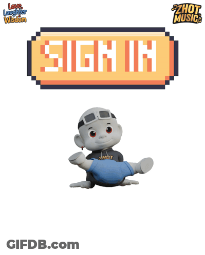 A Sign That Says " Sign In " With A Cartoon Character GIF