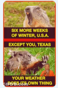 A Sign That Says Six More Weeks Of Winter U.s.a Except You Texas GIF