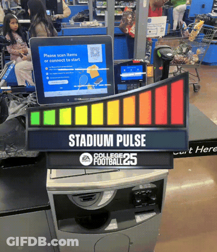 A Sign That Says Stadium Pulse On Top Of A Machine GIF