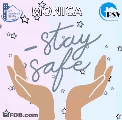 A Sign That Says " Stay Safe " With Two Hands Holding It GIF