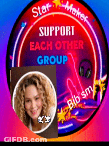 A Sign That Says Support Each Other Group With A Picture Of A Woman In The Center GIF