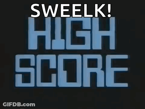 A Sign That Says Sweelk High Score In White Letters GIF