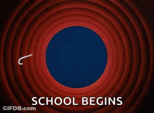 A Sign That Says That 'S All Folks School Begins On It GIF