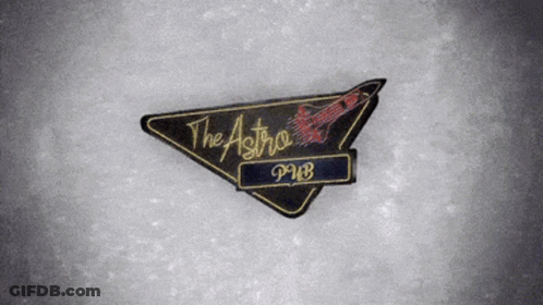 A Sign That Says The Astro Pub In A Triangle GIF