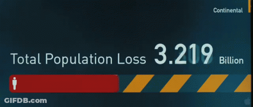A Sign That Says Total Population Loss 3.855 Billion On It GIF