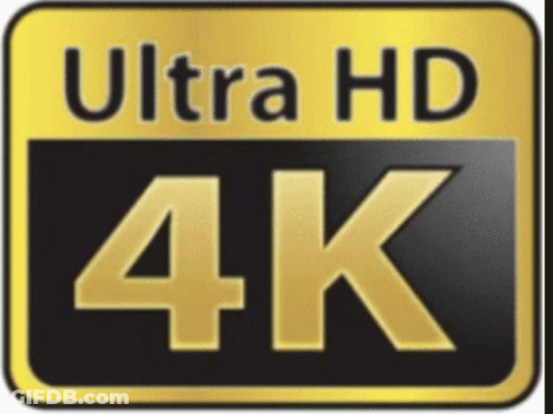 A Sign That Says Ultra Hd 4K In Gold Letters GIF