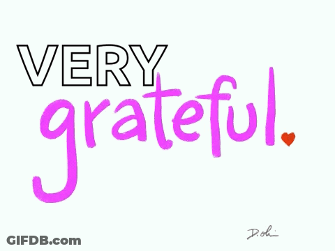 A Sign That Says " Very Grateful " With A Heart GIF