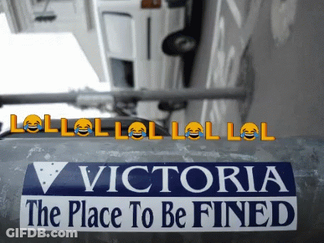 A Sign That Says Victoria The Place To Be Fined With Smiley Faces On It GIF