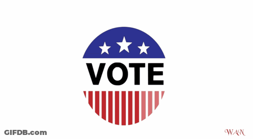 A Sign That Says Vote In A Circle With Stars On It GIF