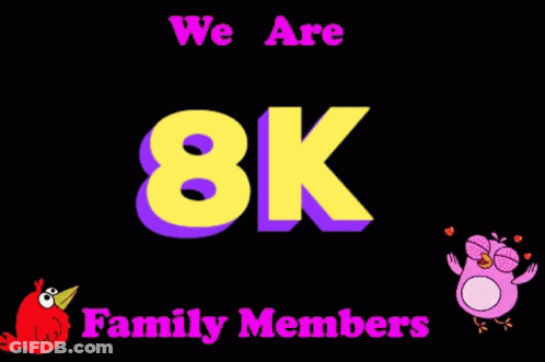 A Sign That Says We Are 8K Family Members With A Frog And An Owl GIF