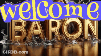 A Sign That Says Welcome Baron Is Surrounded By Water GIF