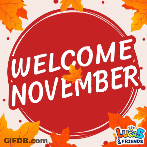 A Sign That Says Welcome November On It GIF