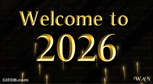 A Sign That Says Welcome To 2026 Is Surrounded By Fireworks GIF