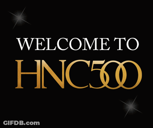 A Sign That Says Welcome To Hnc500 On It GIF