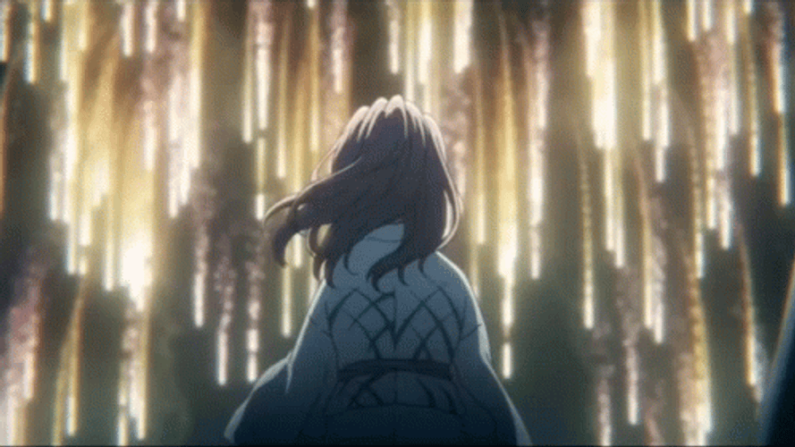 A Silent Voice Shouko Nishimiya Looking At Fireworks GIF